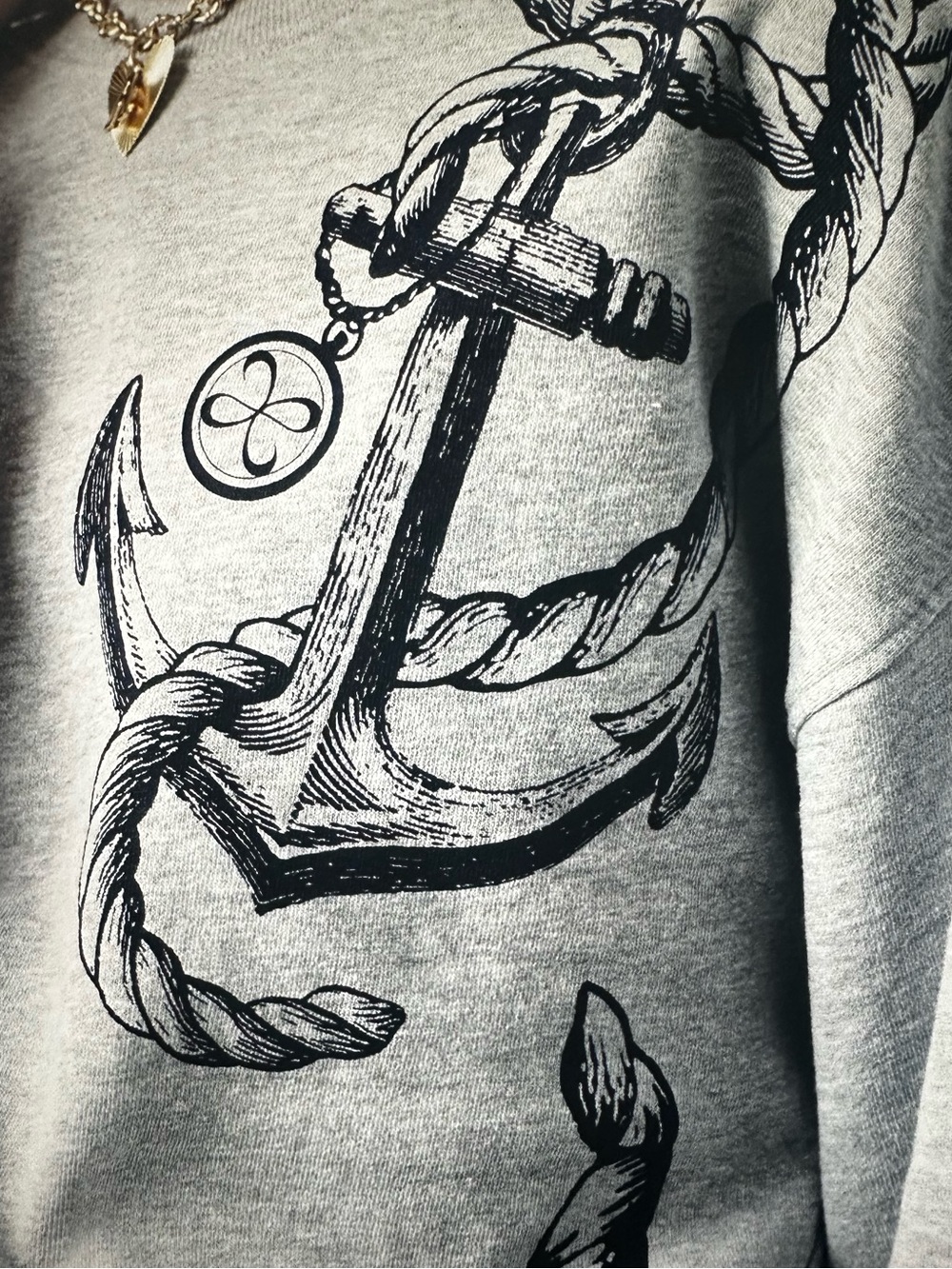 New with Tag! Anthropologie Maeve Gray Nautical Puff Sleeve Sweatshirt sz XL - Picture 2 of 10